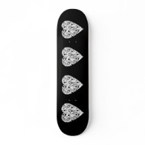 Black and White Heart. Patterned Heart Design. Skate Decks
