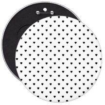 Black and White Hearts Pattern. Buttons
