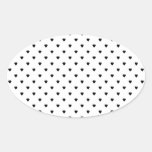 Black and White Hearts Pattern. Oval Sticker
