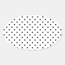 Black and White Hearts Pattern. Oval Sticker