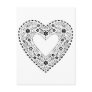 Black and White Lace Heart Post Cards