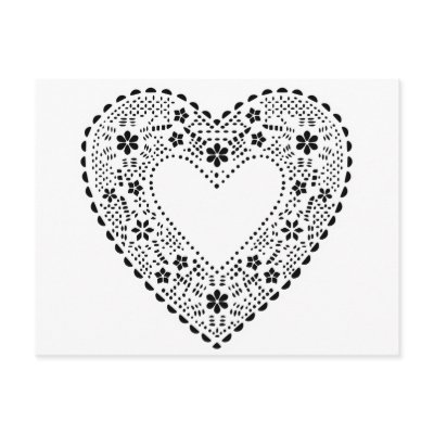 Black and White Lace Heart Post Card by BeMyValentine