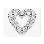 Black and White Lace Heart postcards