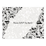 Black and White Lace RSVP Post Card