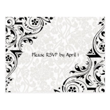 Black and White Lace RSVP Post Card