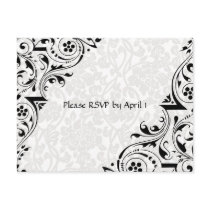 Black and White Lace RSVP Post Card