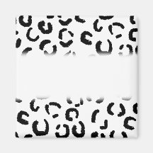 Black and White Leopard Print Pattern. Magnets