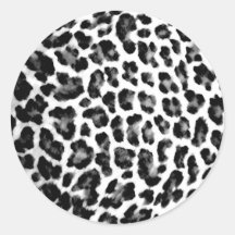 Black and White Leopard Print Round Sticker