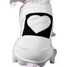 Black and White Love Heart Design. Dog Tshirt