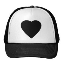 Black and White Love Heart Design. Mesh Hats