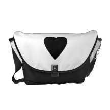 Black and White Love Heart Design. Courier Bags