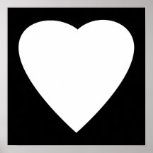 Black and White Love Heart Design. Posters