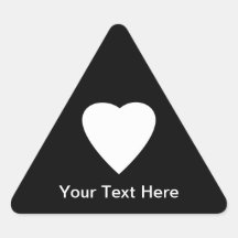 Black and White Love Heart Design. Triangle Sticker