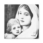 Black and White Madonna with Baby magnets