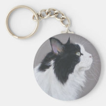 Black and White Maine Coon cat. Keychains