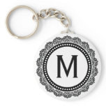 Black And White Medallion Custom Initial Keychains