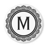 Black And White Medallion Custom Initial Magnets