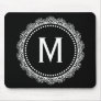 Black And White Medallion Custom Initial Mouse Pad