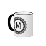 Black And White Medallion Custom Initial Mug