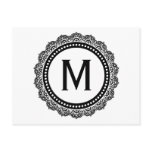 Black And White Medallion Custom Initial Post Cards