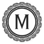 Black And White Medallion Custom Initial Sticker