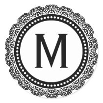 Black And White Medallion Custom Initial Sticker