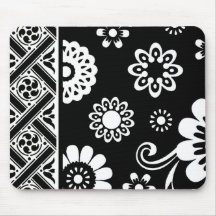 Black and White Mod Floral...mousepad