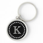 Black and White Monogram Key Chain