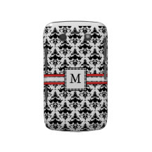 Black and White Monogram M Damask Blackberry Bold Cover