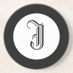 Black and White Monogram Personalized Coaster coasters