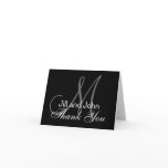 Black and White Monogrammed Thank You Card