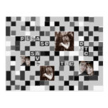 Black and White Mosaic Save the Date Postcard