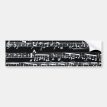 Black and white music notes bumper sticker