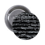 Black and white music notes buttons