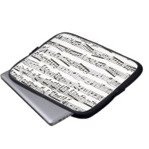 Black and white musical notes computer sleeve