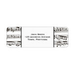 Black and white musical notes (small text) return address labels