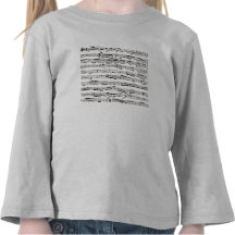 Black and white musical notes tee shirt