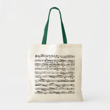 Black and white musical notes tote bags