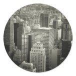 Black and White New York City Skyline Round Sticker