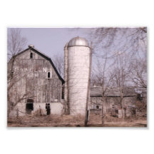 Black and White' Ol Barn 7x5 Photographic Print