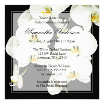 Black and White Orchid Bridal Shower Invitations
