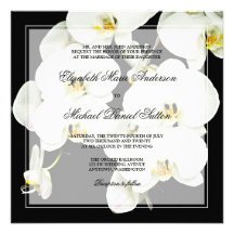 Black and White Orchid Wedding Invitations