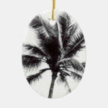 Black and White Palm Tree Christmas Tree Ornament