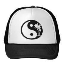 Black and White Palm Tree Yin Yang Hat