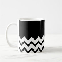 Black and White. Part Zig Zag, Part Plain Black. Coffee Mugs