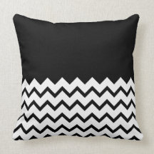 Black and White. Part Zig Zag, Part Plain Black. Throw Pillows