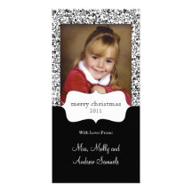 black and white patterned photo card