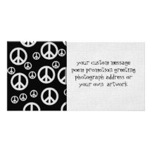 Black and White Peace Signs Personalized Photo Card