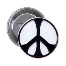 Black and White Peace Symbol Buttons