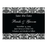 Black and White Personalized Damask Save the Date Postcards